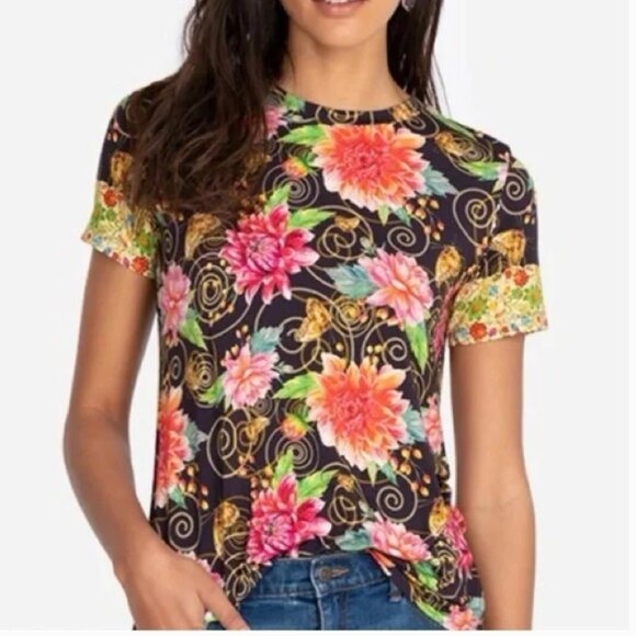 Johnny Was Uptown Favorite Short Sleeve Crew Neck Tee Patterned - Picture 1 of 5